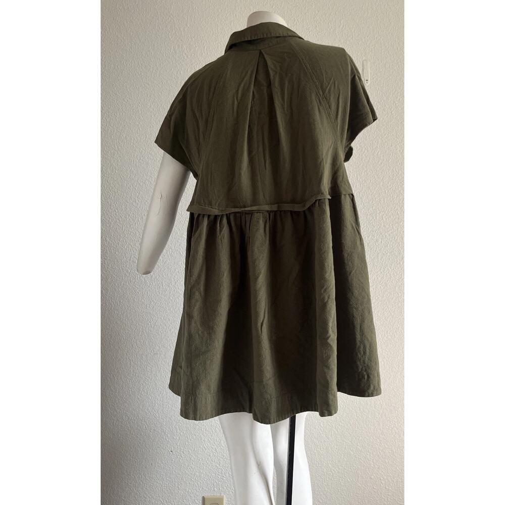 Free People Ronnie Cotton Poplin Mini Shirtdress Oversize Fit Olive Small - Picture 8 of 8